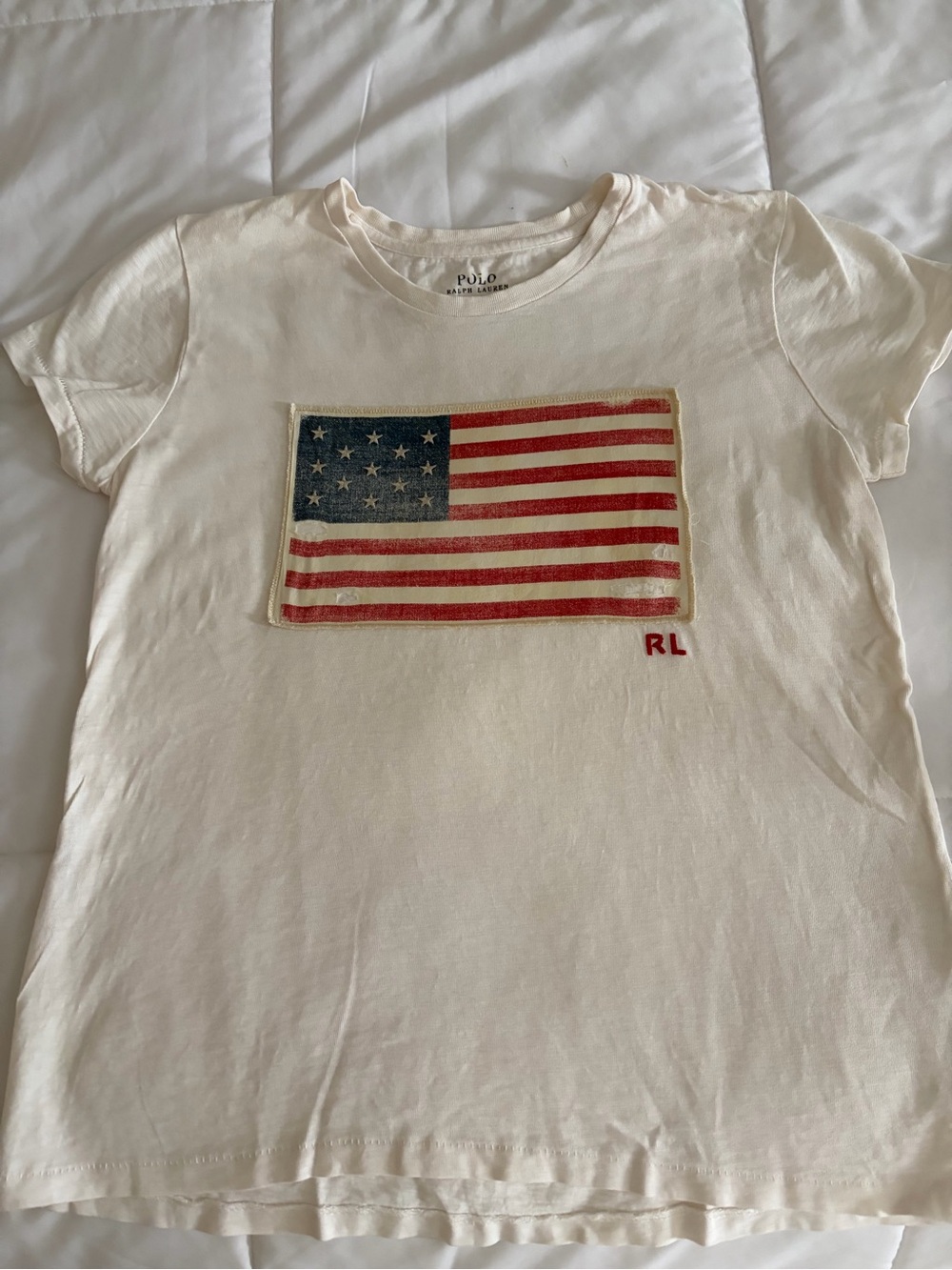Polo Ralph Lauren womens White Flag Graphic Tee